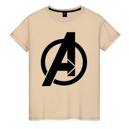 Футболка женская ВсеМайки Avengers logo black бежевая 4XL в Коламбия